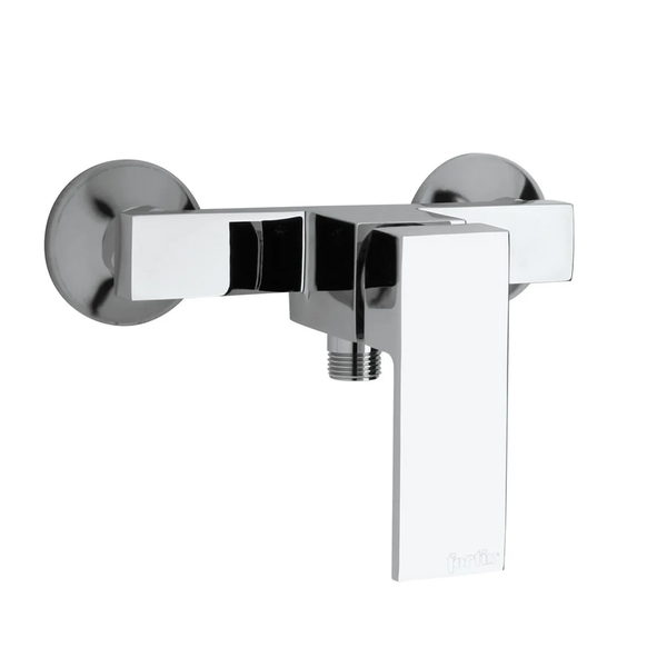 Fortis Einhebel-Duscharmatur für Wandmontage, eckiges Design, verchromt.