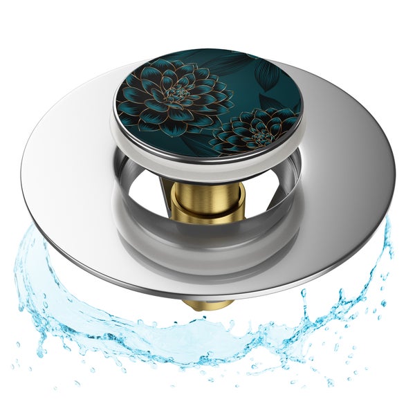 Waschbeckenstöpsel mit floralem Muster und Wasser