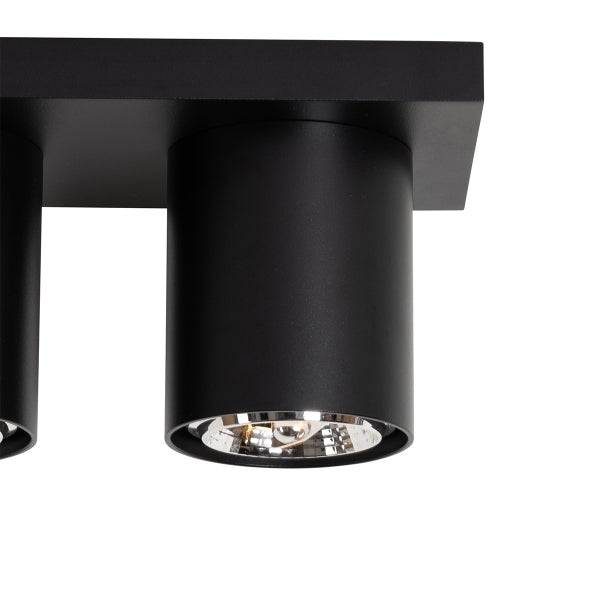 Schwarze Deckenleuchte mit zylindrischen Lampenschirmen