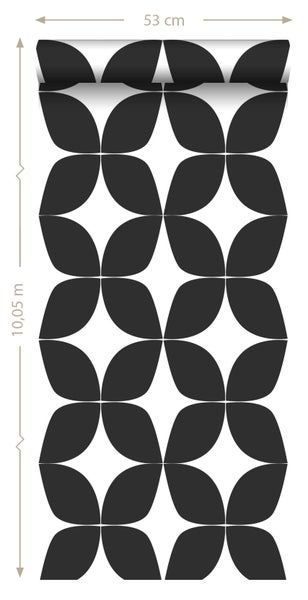 Tapetenrolle mit grafischem Muster, 53 cm breit und 10,05 m lang