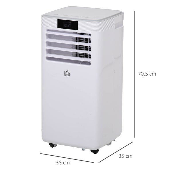 HOMCOM Mobile Klimaanlage, 8000BTU 4-in-1 Klimagerät mit Abluftschlauch, 24h Timer mit Fernbedienung, Nutzungsraum 13-18㎡, 38 x 35 x 70,5 cm, ABS, Weiß+Grau