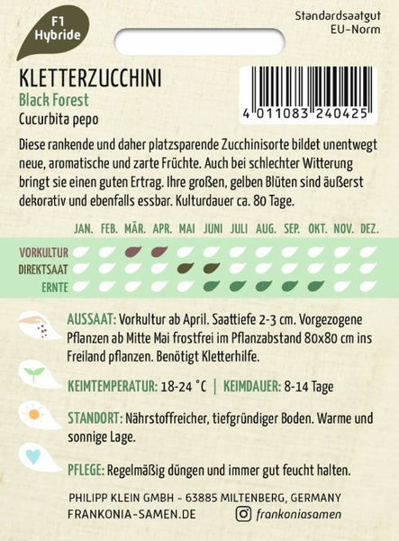 Samenpackung Kletterzucchini Black Forest