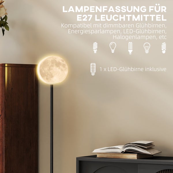 Stehlampe mit E27 Fassung und LED-Leuchtmittel