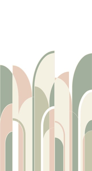 ESTAhome Fototapete Art Decó Muster Graugrün, Pfirsichrosa und Weiß - 150 x 279 cm - 158956
