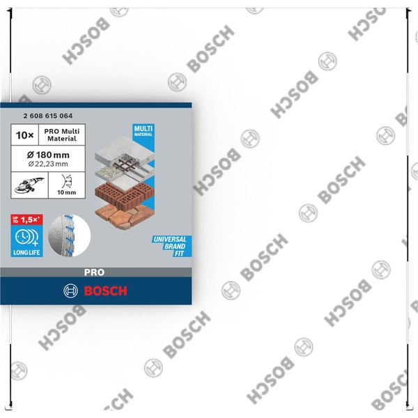 Bosch Logo, 10er-Pack Pro Multi Material Trennscheibe, 180 mm Durchmesser