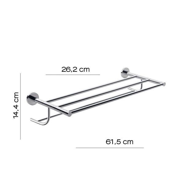 Doppelte Handtuchstange aus 60cm verchromten Edelstahl | Giacarta