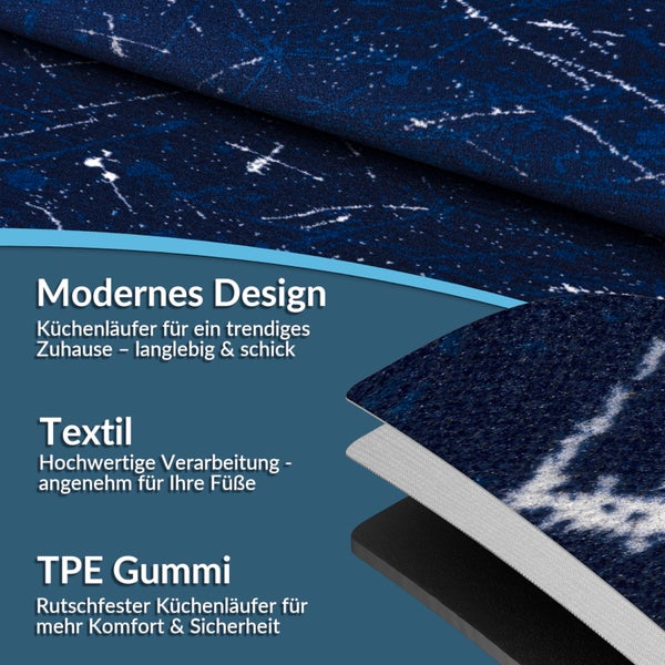 Küchenläufer mit Textiloberfläche und TPE Gummibeschichtung