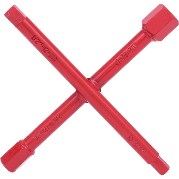 Radkreuz mit den Größen 1/2 Zoll, 12 Millimeter, M8, M12, 22 Millimeter, 100 Millimeter, 3/4 Zoll, 17 Millimeter, M10 und 10-3/8 Zoll