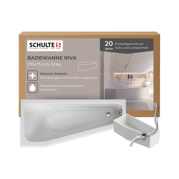 Schulte Riva Badewanne 170x75 Zentimeter, linke Ausführung