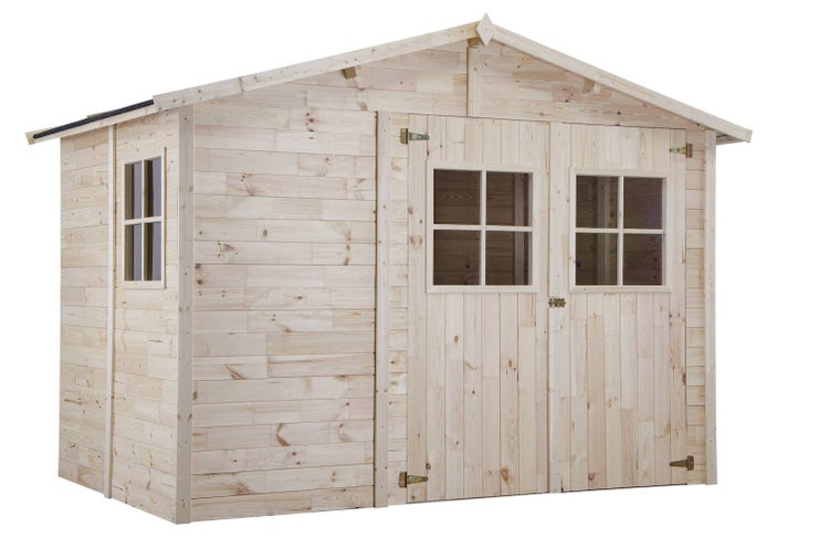 Technische Zeichnung eines Gartenhauses mit Maßangaben