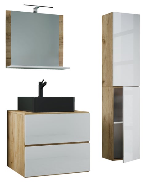 4-tlg Waschtisch Badmöbel Lendas 60 cm L Schublade