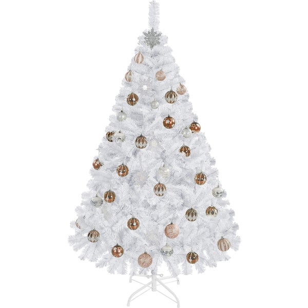 Geschmückter weisser Weihnachtsbaum mit Christbaumschmuck