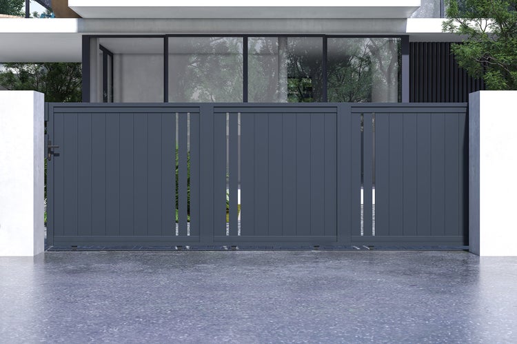 Schiebetor 5m GIONA H.160cm Aluminium + Tor GIONA H160 GRAU