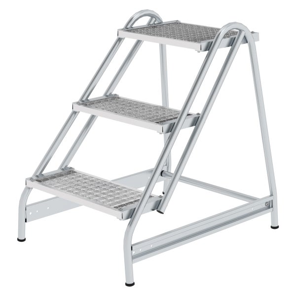 Tritthocker aus Metall mit drei rutschfesten Gitterstufen und stabilen Standfüßen.