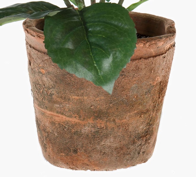 Textilblume Hortensie LAIDA im Terracottatopf, hellblau, 35cm - Künstliche blühende Pflanze
