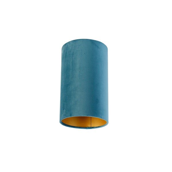 Lampenschirm aus Velours blau mit goldener Innenseite 15/15/25