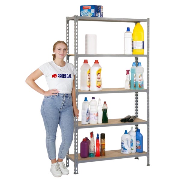 PROREGAL Schwerlastregal Big Muli HxBxT 200 x 120 x 40 cm 5 Fachböden Fachlast 200 kg Verzinkt