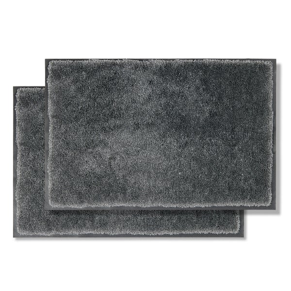 Zwei graue Fußmatten mit Flor