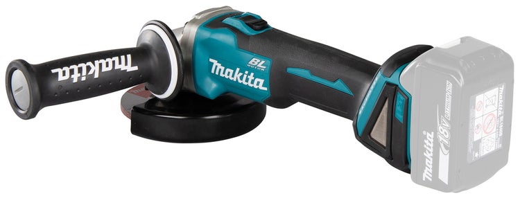Makita Akku-Winkelschleifer mit Zusatzhandgriff und Akku