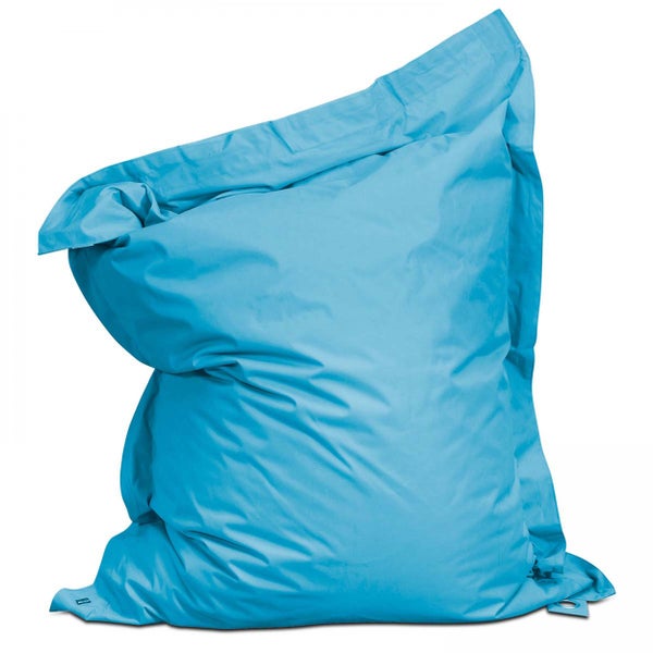 Hellblauer Sitzsack aus strapazierfähigem Stoff.
