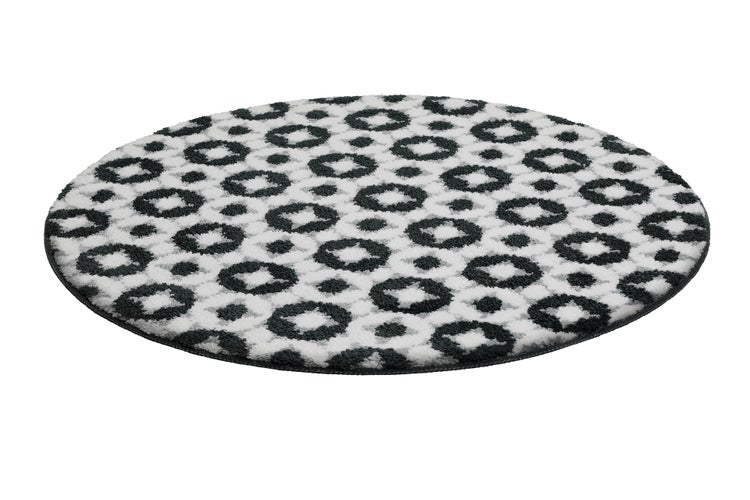 Badteppich Weiß Grau J&J WECONhome Basics 90 cm rund
