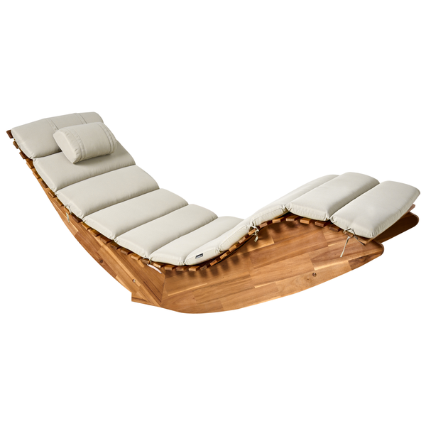 Sonnenliege mit Kissen BRESCIA PREMIUM Akazienholz Taupe