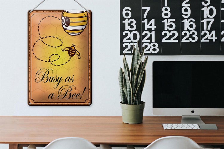 Blechschild Spruch 20x30cm Busy as a bee Biene Honig Imker