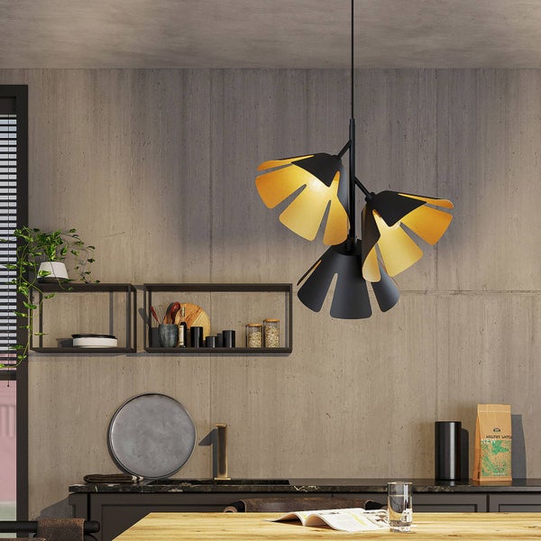 Lucande Pendelleuchte Jemmily (Design, Modern) in Schwarz aus Aluminium (3 flammig E14) - Design-Hängeleuchte Esstischlampe Hängelampe Hängeleuchte Wohnzimmerleuchte