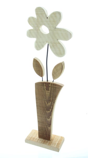 FRANK FLECHTWAREN | Holzdeko Blume, HOLZ, 14 x 6 x 44,5 cm