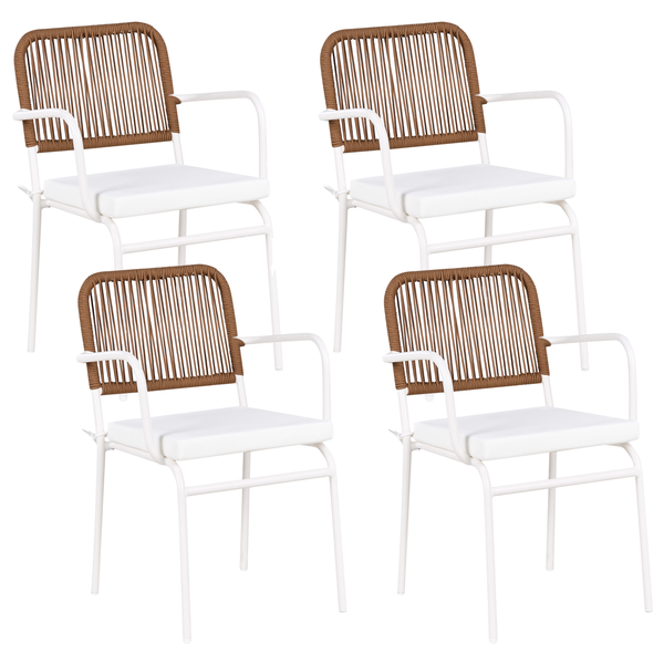 Set mit 4 Stühlen und Sitzkissen TACENO Metall Weiß
