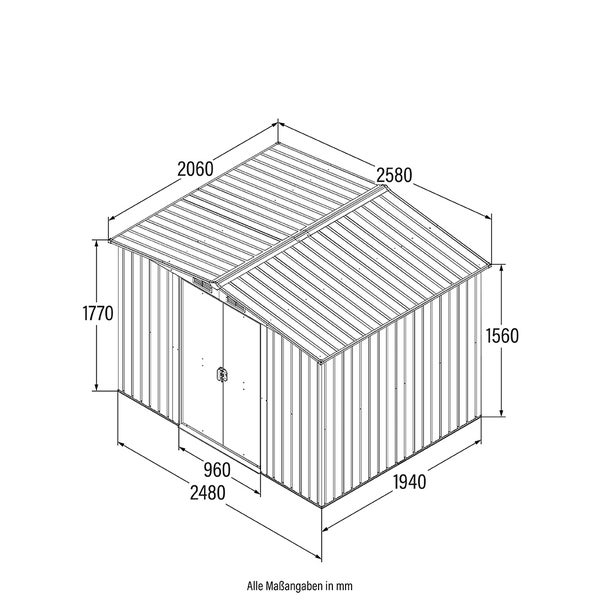 Home Deluxe - Geräteschuppen BOHIO - Größe: XL - Maße 258 x 206 x 177 cm, Raumfläche 5,2 m², inkl. Fundament I Gerätehaus Gartenschuppen Gartenschrank