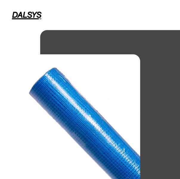 Dalsys Armierungsgewebe für Putz, blaue Rolle aus Glasfaser.