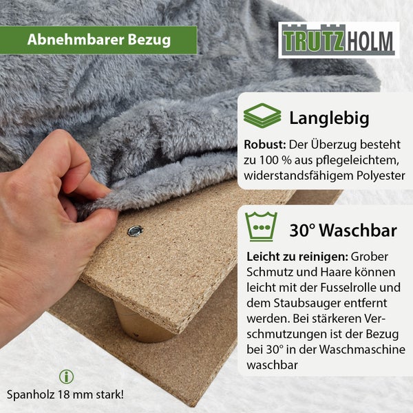 Haustiertreppe 3 Stufen Hundetreppe 75 kg Tragkraft waschbarer Plüschbezug niedrige Stufenhöhe grau