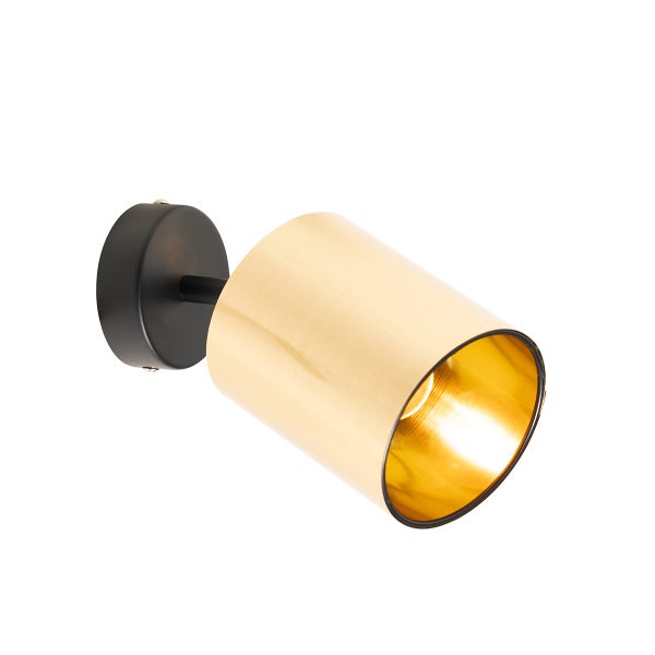 Wandspot in Goldoptik mit schwarzer Halterung zur Wandmontage