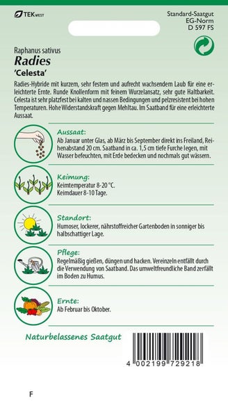 Radieschen Celesta Saatband Verpackung