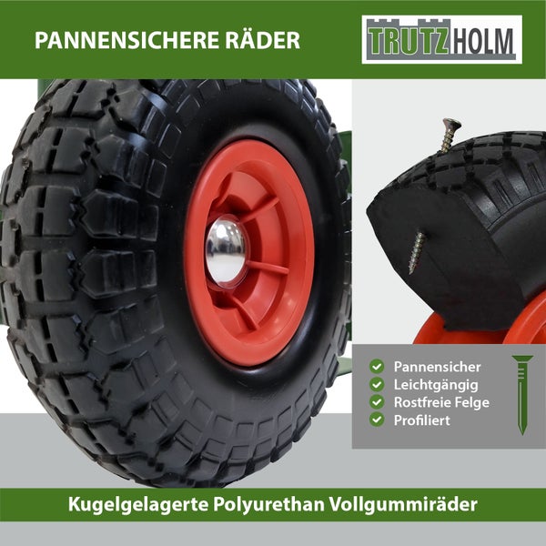 Sackkarre Stahl 200 kg 112,5 cm Höhe große klappbare Ladefläche 29x29 cm pannensichere PU-Räder
