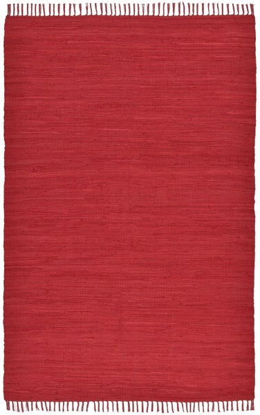Handgewebter Fleckerlteppich aus Baumwolle Chindi Rot 40x60 cm