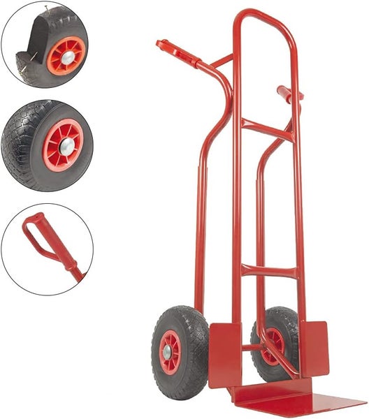 Sackkarre Trestles S04 Stahl | Treppensackkarre mit PU-Rädern & 250 kg Tragkraft | Rot | Profi-Transporthilfe Made in EU