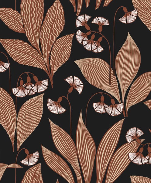 Masureel Tapete Blumen Schwarz - 53 cm x 10.05 m - 632060