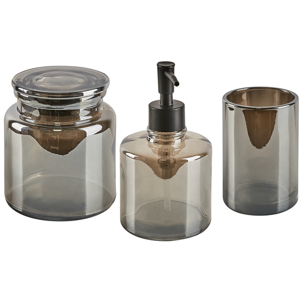 Badaccessoires Set 3-teilig MANAGUA Glas Grau