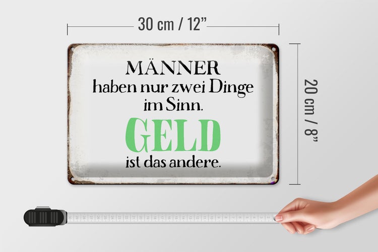 Blechschild Spruch 30x20cm Männer haben 2 Dinge im Sinn