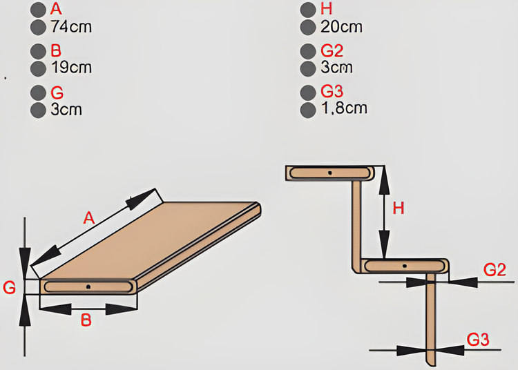 Offene gerade Treppe von HandyStairs „Vega80“ – 280 cm hoch – 13 Stufen aus Kiefernholz – ohne Handlauf