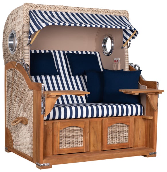 Strandkorb Rantum Grande Teak PE shell Dessin 518