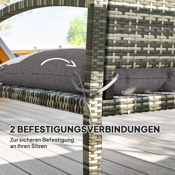 Outsunny Bankauflage 105 x 46 x 12,5 cm Bankkissen mit Bändern, Outdoor Sitzkissen, wasserabweisend Stuhlkissen UPF50+, Sitzauflage, Sitzpolster, Bankpolster für Gartenmöbel, Sitzbank, Grau
