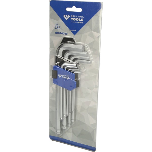 BRILLIANT TOOLS Winkelstiftschlüssel-Satz 9tlg. Torx®-Profil kurz - BT044009