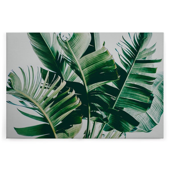 Wandbild mit Motiv von tropischen Bananenblättern für eine natürliche Dekoration im Wohnraum.