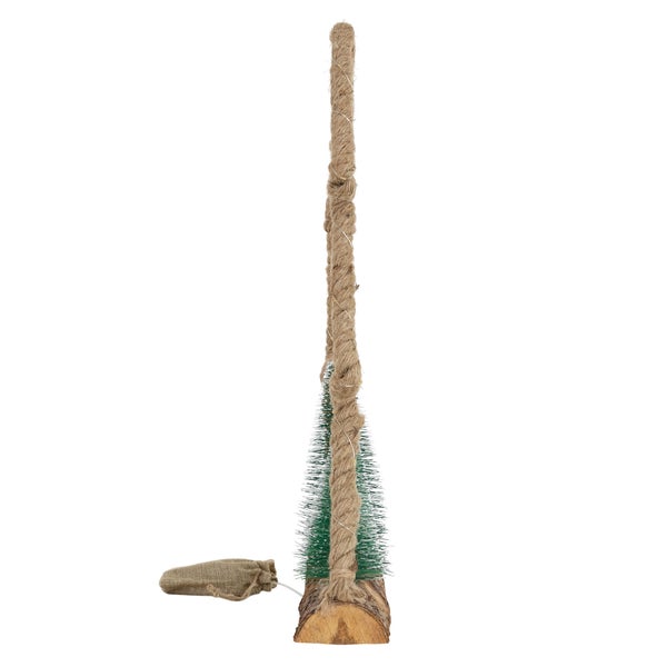 ECD Germany LED Jute Stern mit LED-Beleuchtung 45x9,5x45 cm, Deko Weihnachtsstern aus Seil mit 45 warmweißen LEDs, 3 Tannen, Jutesäckchen, Batterien, Timer, Weihnachtsbeleuchtung Weihnachtsdeko Innen