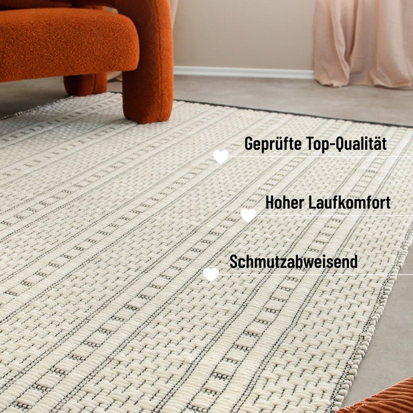 Wollteppich Creme Weiß Liv WECONhome 160x230 cm