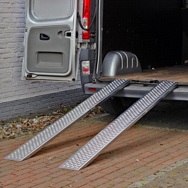 TRUTZHOLM 2 x Auffahrrampe 200 cm Tragkraft 400 kg Alu grau profiliert Verladerampe Motorradrampe