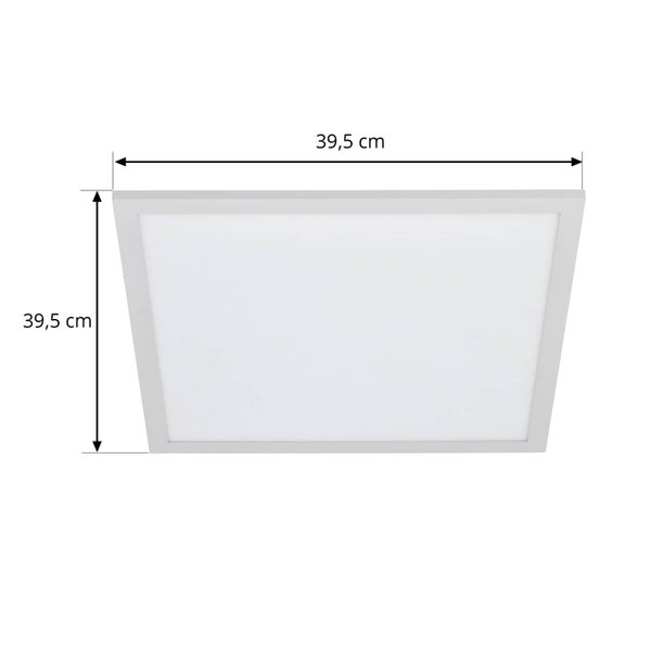 Quadratisches LED-Panel mit den Maßen 39,5 Zentimeter mal 39,5 Zentimeter.